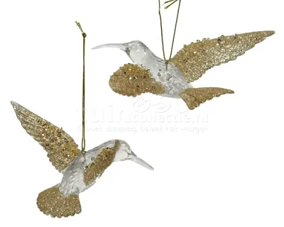 Kersthanger kolibrie glitter 10,5x14x5cm