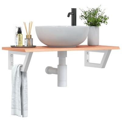 Badkamer wandschap staal en massief eikenhout