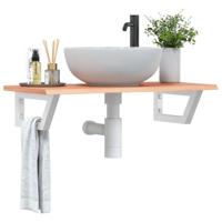 Badkamer wandschap staal en massief eikenhout - thumbnail