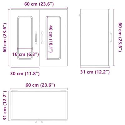 Keukenbovenkast met glazen deur bewerkt hout bruin eikenkleur