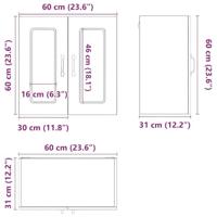 Keukenbovenkast met glazen deur Kalmar bewerkt hout oud houtkleurig - thumbnail