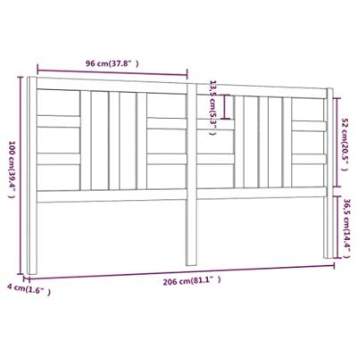 Hoofdbord 206x4x100 cm massief grenenhout grijs - thumbnail