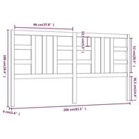 Hoofdbord 206x4x100 cm massief grenenhout grijs - thumbnail