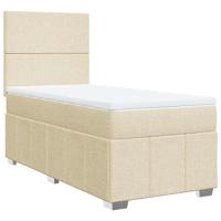 Boxspring met matras stof crèmekleurig 90x200 cm - thumbnail
