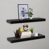 VidaXL Wandschappen zwevend 2 st 60x20x3,8 cm zwart - thumbnail