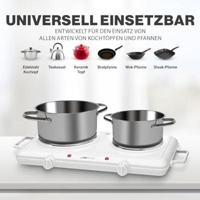 Clatronic DKP 3583 271699 Dubbele kookplaat Met handmatige temperatuursinstelling