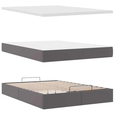 Ottoman bed met matras 140x190cm kunstleer grijs