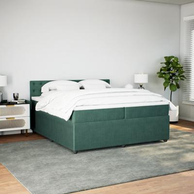 Boxspring met matras fluweel donkergroen 200x200 cm - thumbnail