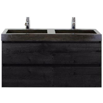Maxx XL Badmeubelset 120 cm - Black Oak - Wastafel Lucca Dubbel 2 Kraangaten