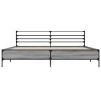 Bedframe bewerkt hout metaal grijs sonoma eiken 180x200 cm - thumbnail