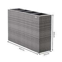 Polyrattan Bloembak 4 delig - Grijs - 95 x 27 x 60 cm - thumbnail