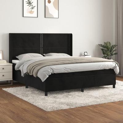 Boxspring met matras fluweel zwart 180x200 cm