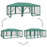 Partytent met 10 mesh zijwanden 6x4 m HDPE groen - thumbnail