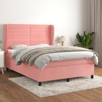 Boxspring met matras fluweel roze 140x200 cm - thumbnail