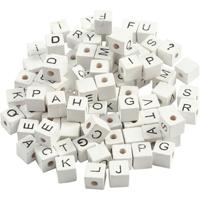 Creativ Company Letterkralen, a-z, &, #, ? en blanco, afm 8x8 mm, gatgrootte 3 mm, wit, 96 div/ 1 doos - thumbnail
