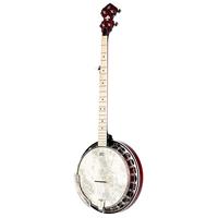 Ortega Falcon Series 5-string Banjo Transparent Fire Red elektrisch-akoestische banjo met gigbag - thumbnail