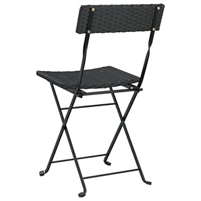 Bistrostoelen inklapbaar 2 st poly rattan en staal zwart - thumbnail