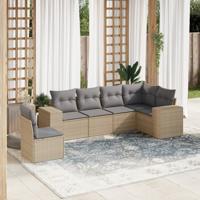 6-delige Loungeset met kussens poly rattan beige - thumbnail