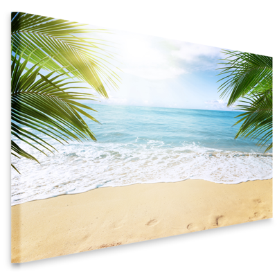 Schilderij - Afgelegen strand, het paradijs met uitzicht op de Oceaan, premium print, wanddecoratie, stevig verpakt geleverd Schilderij - Afgelegen strand, het paradijs met uitzicht op de Oceaan, premium print, wanddecoratie, stevig verpakt geleverd