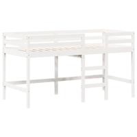 Halfhoogslaper met ladder en bedhuis grenenhout wit 90x190 cm - thumbnail