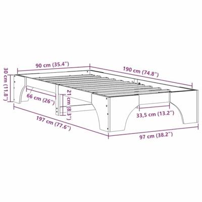 Bedframe Naturel 90 x 190 cm Massief grenenhout