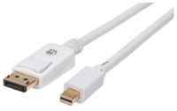 Manhattan 324748-CG DisplayPort-kabel Mini-displayport / DisplayPort Adapterkabel Mini DisplayPort-stekker, DisplayPort-stekker 2.00 m Wit - thumbnail