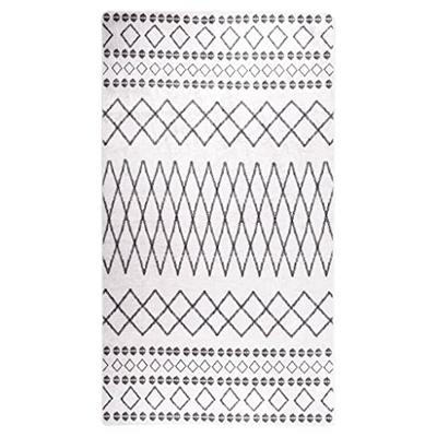 VidaXL Vloerkleed wasbaar anti-slip 190x300 cm zwart en wit