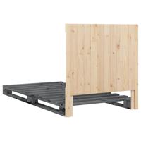 Bedframe met hoofdbord massief grenenhout grijs 100x200 cm - thumbnail