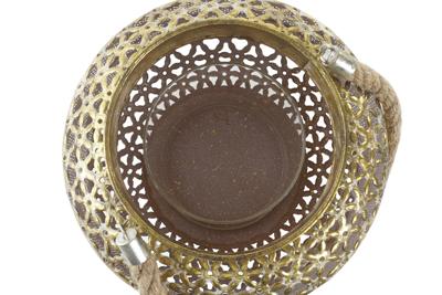 Lykta DKD Home Decor 26,5 x 26,5 x 22 cm Verouderde afwerking Kristal Gouden Metaal Arabisch