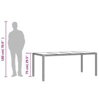 Tuintafel met glazen blad 190x90x75 cm poly rattan grijs - thumbnail