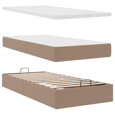 Ottomaanse bed met matras 80x200cm kunstleer cappuccinokleurig