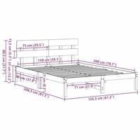 Bedframe met hoofdeinde Bruin 150 x 200 cm Massief grenenhout - thumbnail
