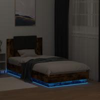 Bedframe met hoofdbord en LED gerookt eikenkleurig 75x190 cm - thumbnail