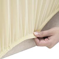 VidaXL Vierzitsbankhoes stretch polyester jersey crèmekleurig - thumbnail