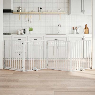 Hondenhek inklapbaar met deur 4 panelen 320 cm populierhout wit