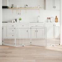 Hondenhek inklapbaar met deur 4 panelen 320 cm populierhout wit - thumbnail