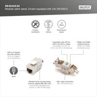 Digitus DIGITUS - Modulares Patch Panel, 24-Port, bestückt mit 24x DN-93615 Patchpaneel 483 mm (19) CAT 6A Grijs Ingericht - thumbnail