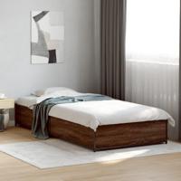 Bedframe bewerkt hout en metaal bruin eikenkleurig 90x190 cm - thumbnail