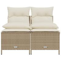 4-delige Loungeset met kussens poly rattan beige - thumbnail