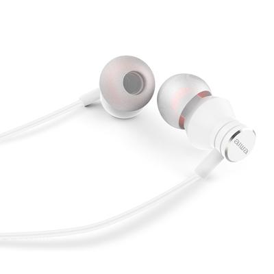 Aiwa ESTM-50WT: in-ear hoofdtelefoon, wit, afstandsbediening en microfoon
