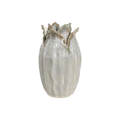 Vaas Home ESPRIT Crème Keramisch Blad van een plant 19 x 19 x 33 cm