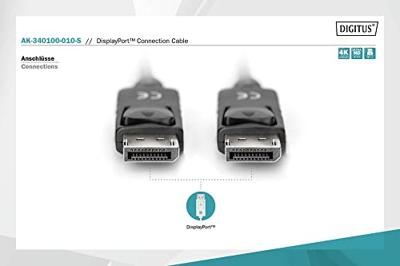 Digitus AK-340100-010-S DisplayPort-kabel DisplayPort Aansluitkabel DisplayPort-stekker, DisplayPort-stekker 1.00 m Zwart - thumbnail