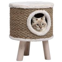 Kattenhuis met houten poten 41 cm zeegras - thumbnail