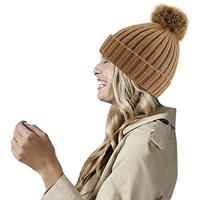 Beechfield CB412 Faux Fur Pop Pom Chunky Beanie - Light Grey - One Size - thumbnail