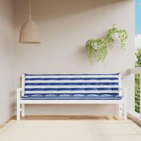 Tuinbankkussens 2 st gestreept 200x50x7 cm stof wit en blauw - thumbnail