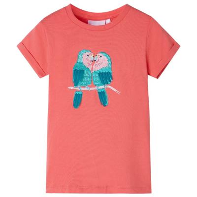 Kindershirt 128 koraalkleurig Kindershirt 128 koraalkleurig