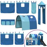 Stapelbed met glijbaan en gordijnen blauw 80x200 cm - thumbnail