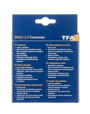 TFA Dostmann 60.2552.01 Wekker Zendergestuurd Zwart Alarmtijden 2 Groot display - thumbnail