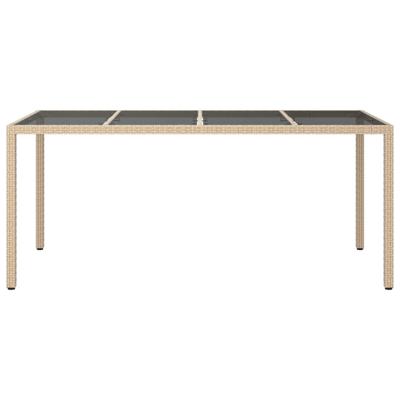 Tuintafel 190x90x75 cm gehard glas en poly rattan beige