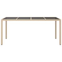 Tuintafel 190x90x75 cm gehard glas en poly rattan beige - thumbnail